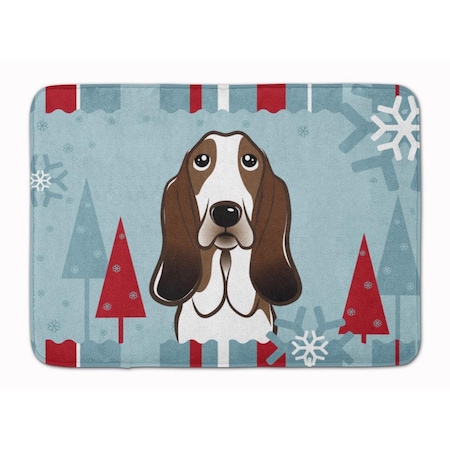 Carolines Treasures Winter Holiday Basset Hound Machine Washable Memory Foam Mat BB1739RUG